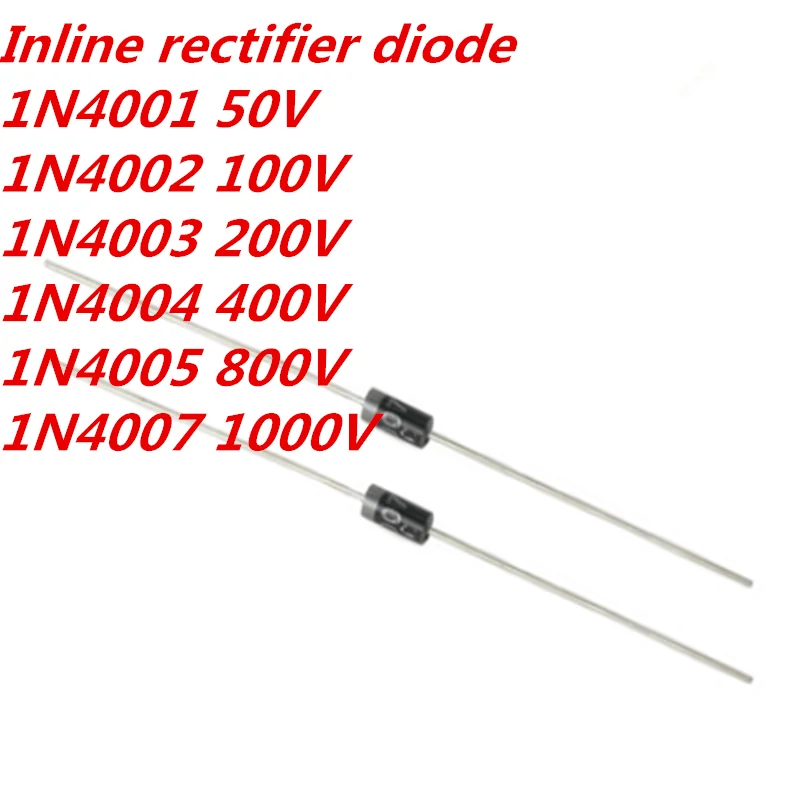 高品質コンバーターダイオード,100/個1a 1000v 1n4007 in4007 do-41 1n4001 50v in4002 100v in4003 200v 1n4004 400v