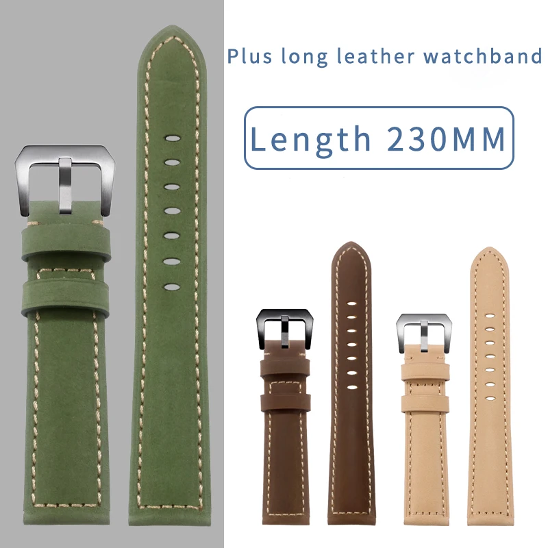 BRETA plus-Correa de cuero larga para hombre, accesorio de reloj vintage abrasivo para RADO cortina Hamilton Panerai