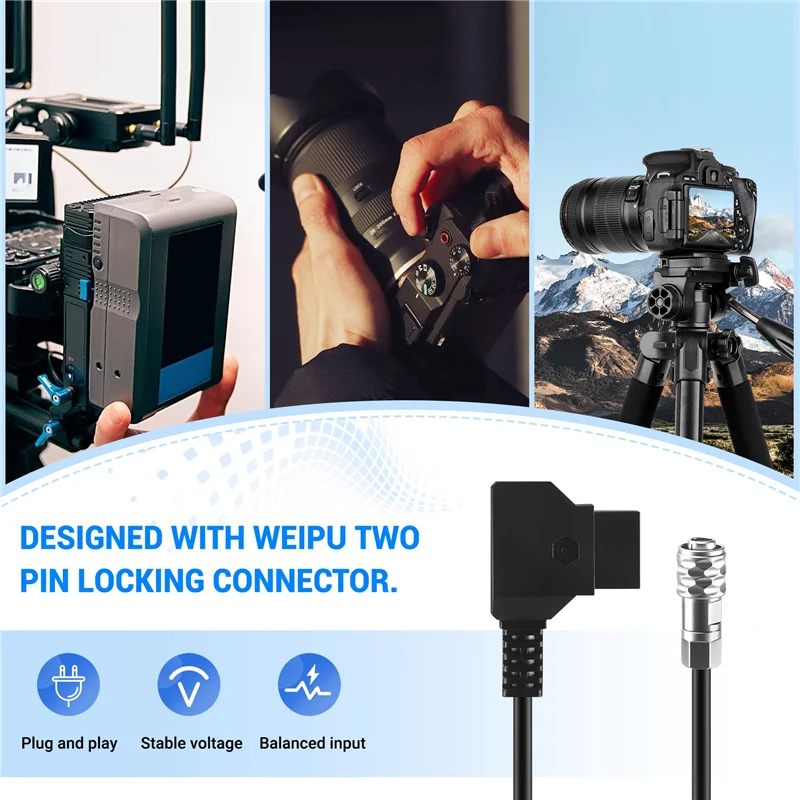 Y43A-D-Tap To BMPCC 4K 2 Pin Locking Power Cable For Blackmagic Pocket Cinema Camera 4K For Sony V Mount Battery