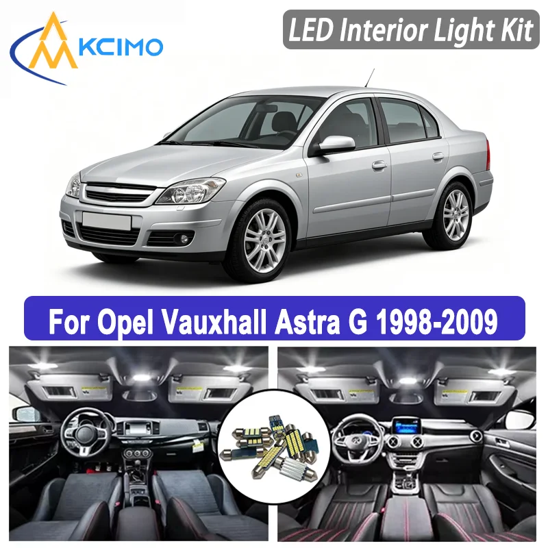 LED Interior Light Kit For Opel Vauxhall Astra G 1998-2009 Dome Map Lamp White Blue Car Accessories Super Bright