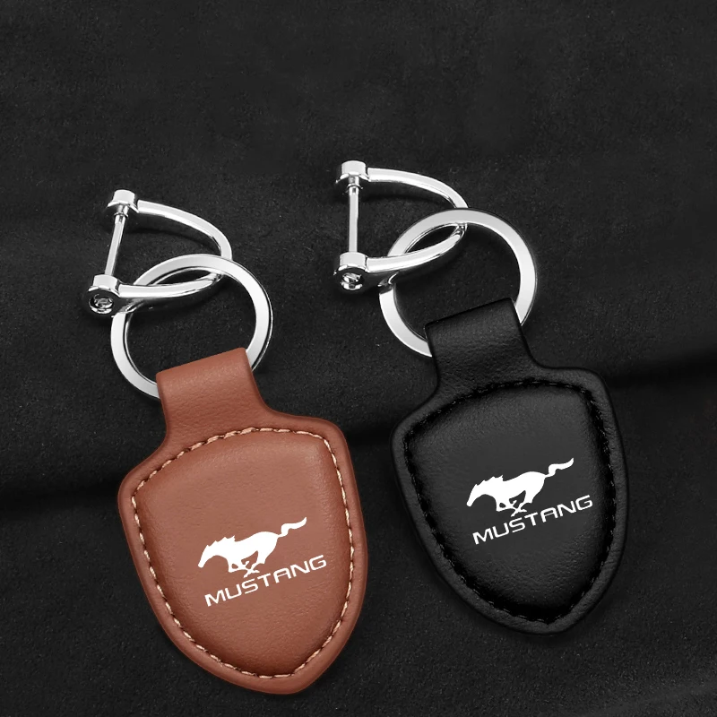 Fashion For Ford Mustang GT SHELBY With Logo Car Keychain Rings Vintage Leather Zinc Alloy Key Chain Auto Keyring Accessories