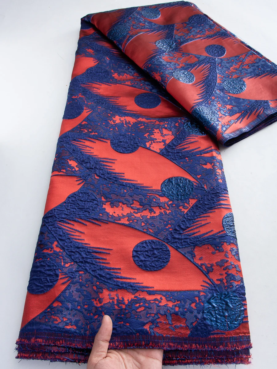 

Африканское кружевное жаккардовое полотно из нигерийского брокада 2026 года, 5 ярдов, модная вышитая ткань для пошива женских платьев на выпускной