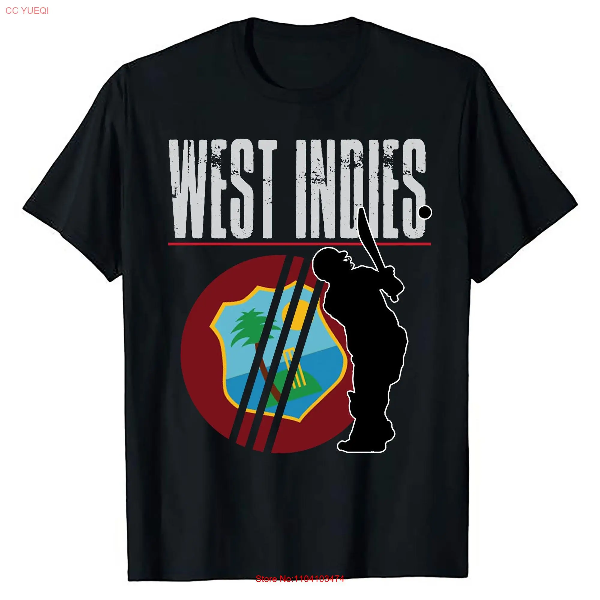 West Indies Flag Cricket Player And For Fielders Bowlers Bats Men Supporter Top T Shirt long or short sleeves