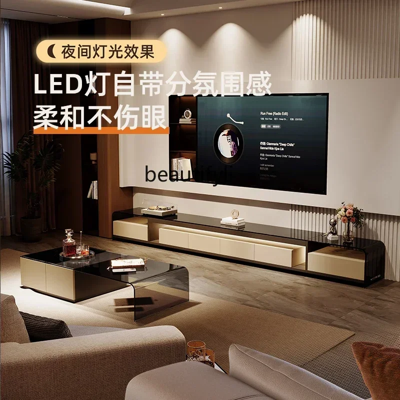 SS نمط جديد الطابق تلفزيون إضاءة الخزانة غرفة المعيشة الفاخرة خشب متين الحديثة بسيطة تلفزيون خزانة طاولة القهوة مزيج ss 7486 ss 74