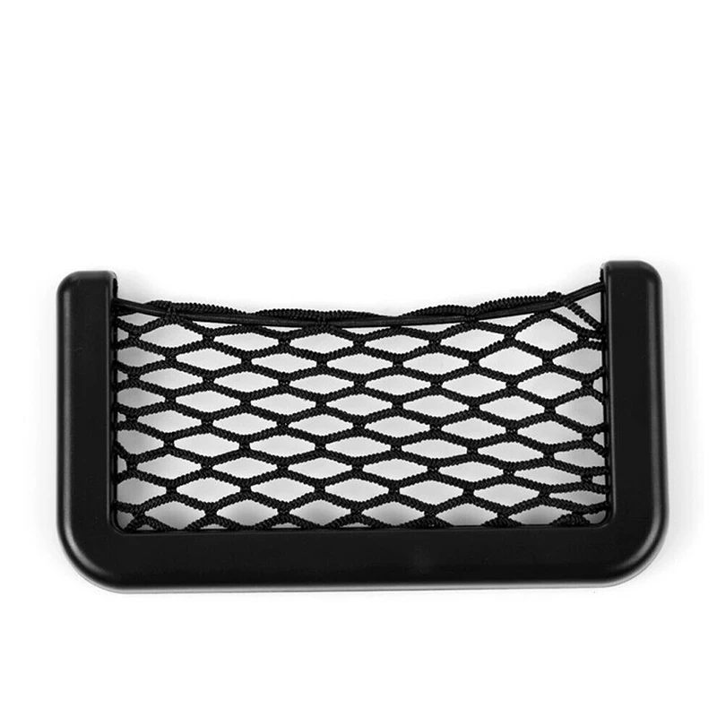 1pc Car Net Bag Holder Interior Organizer Phone Pocket Side Door Storage 15*8 cm String ABS Decoration Elastic