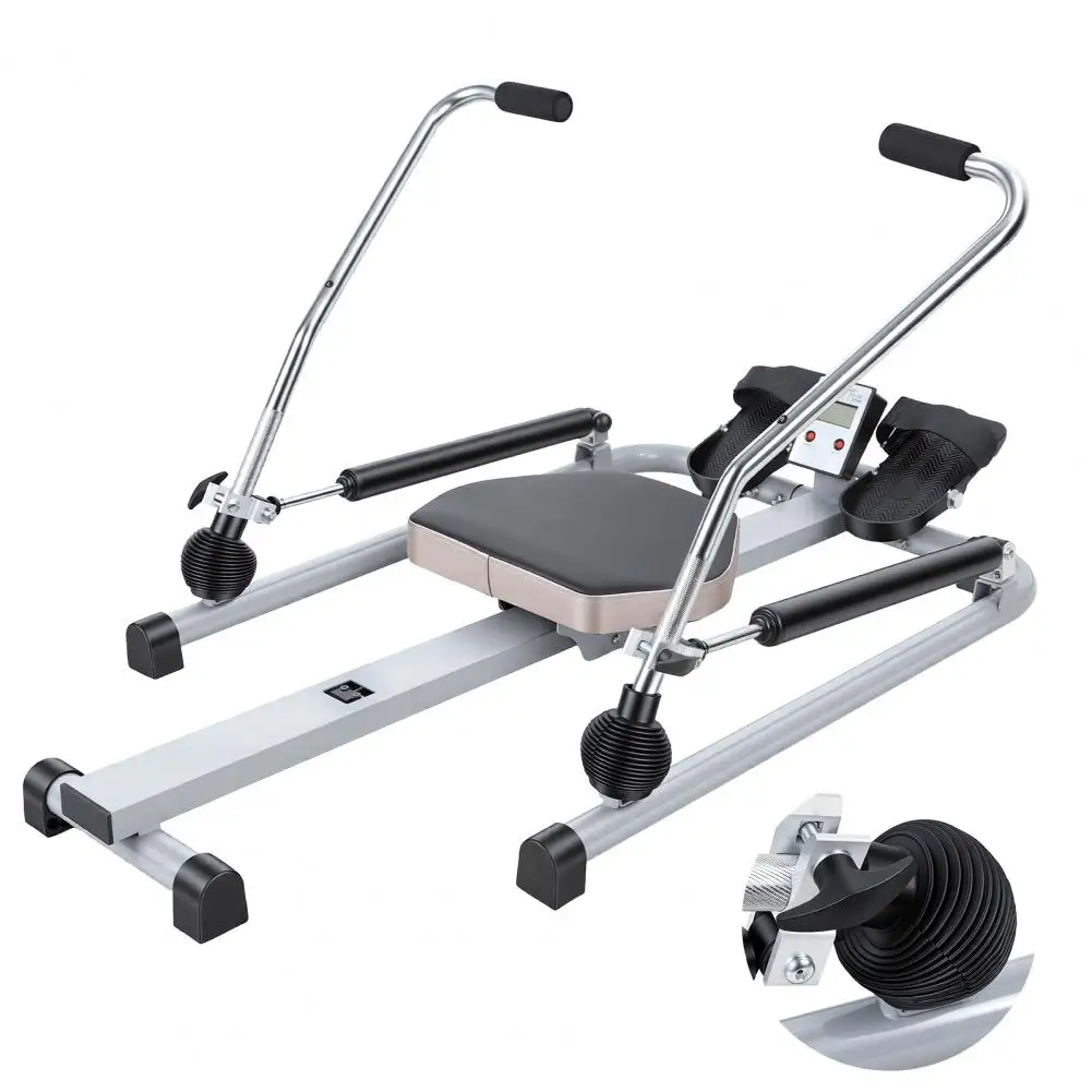 Home Rowing Machine, Hydraulic Rower with LCD Monitor, Adjustable Resistance up to 110LBS & Large Cushioned Seat, 265LBS Quiet R
