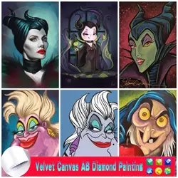 Pintura de diamante 5d Diy AB Velvet Canva, villano de Disney, bruja malvada, Ursula, cruella malvada, bordado de diamantes, punto de cruz, decoración del hogar