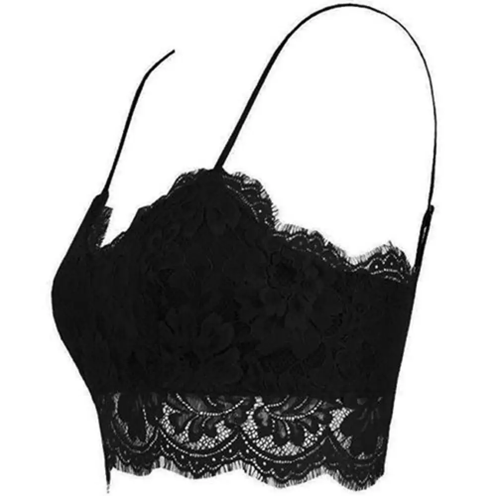 

Fashion Women's Lace Floral Unpadded Zipper Bralette Bra Bustier Cami Tank Tops