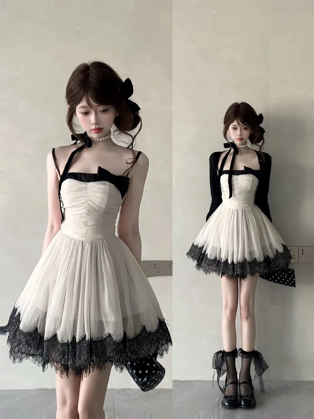 Sweet And Spicy Style Long Sleeve Open Cardigan Dress Set for Rich Girls Elegant Autumn Fashion Outfit Two-Piece Set Casual Wear
