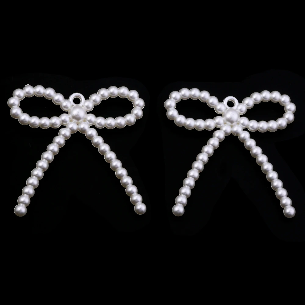 2Pcs Acrylic Bow Bead Charms for DIY Jewelry Making