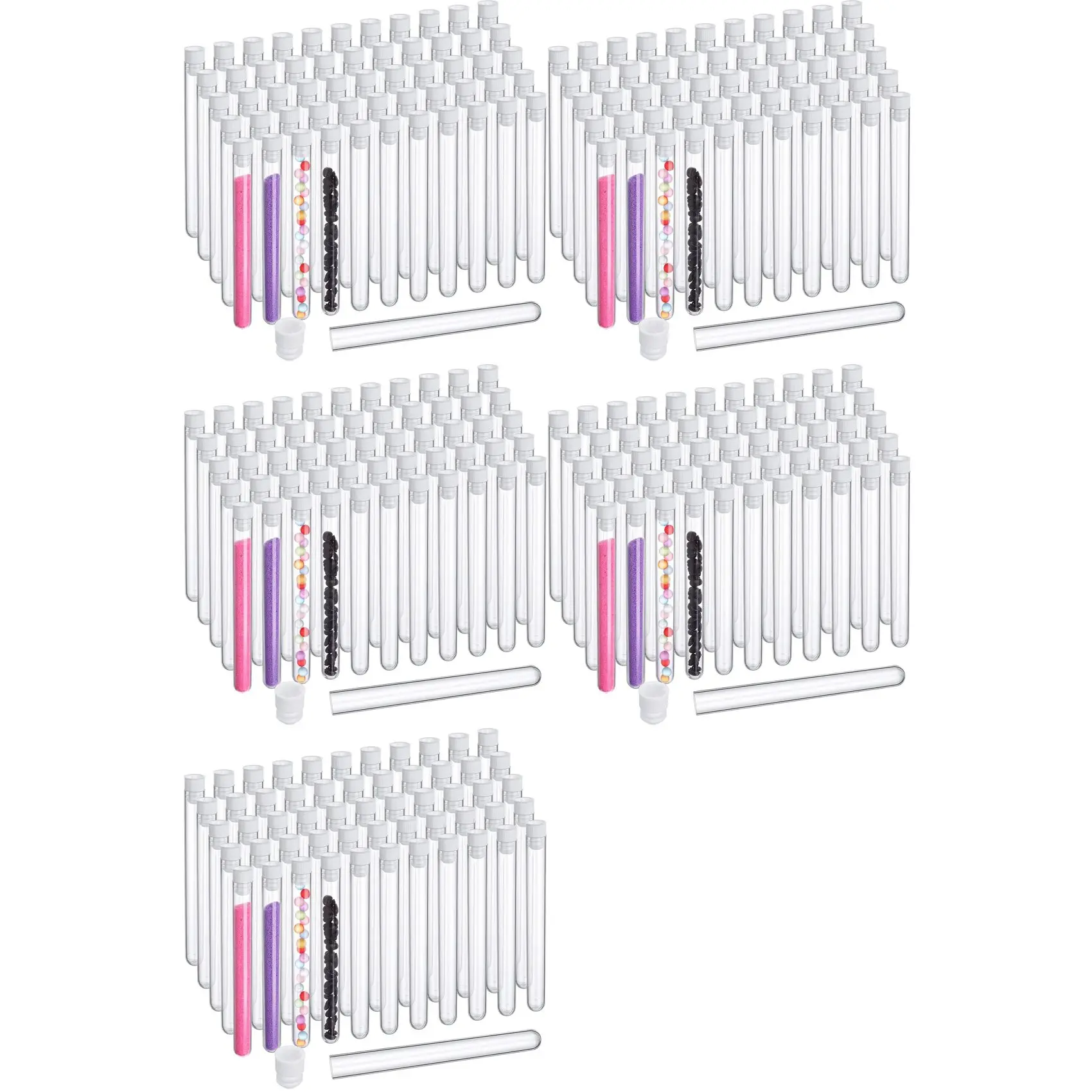 500Pcs Clear Test Tubes With Lids 25 Ml Plastic Tube 16 X 150 Mm Plastic Vials For Scientific Experiments Party Supplies