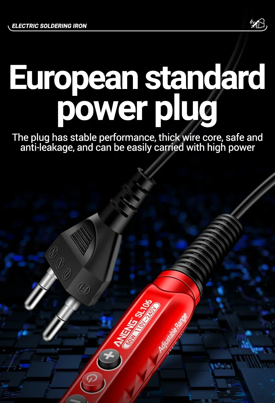 ANENG SL106 60W Lötkolben-Set, Einstellbare Temperatur, Schweißausrüstung, US-Stecker, Schweiß- und Reparatur-Lötkit, Werkzeuge – Detail 10