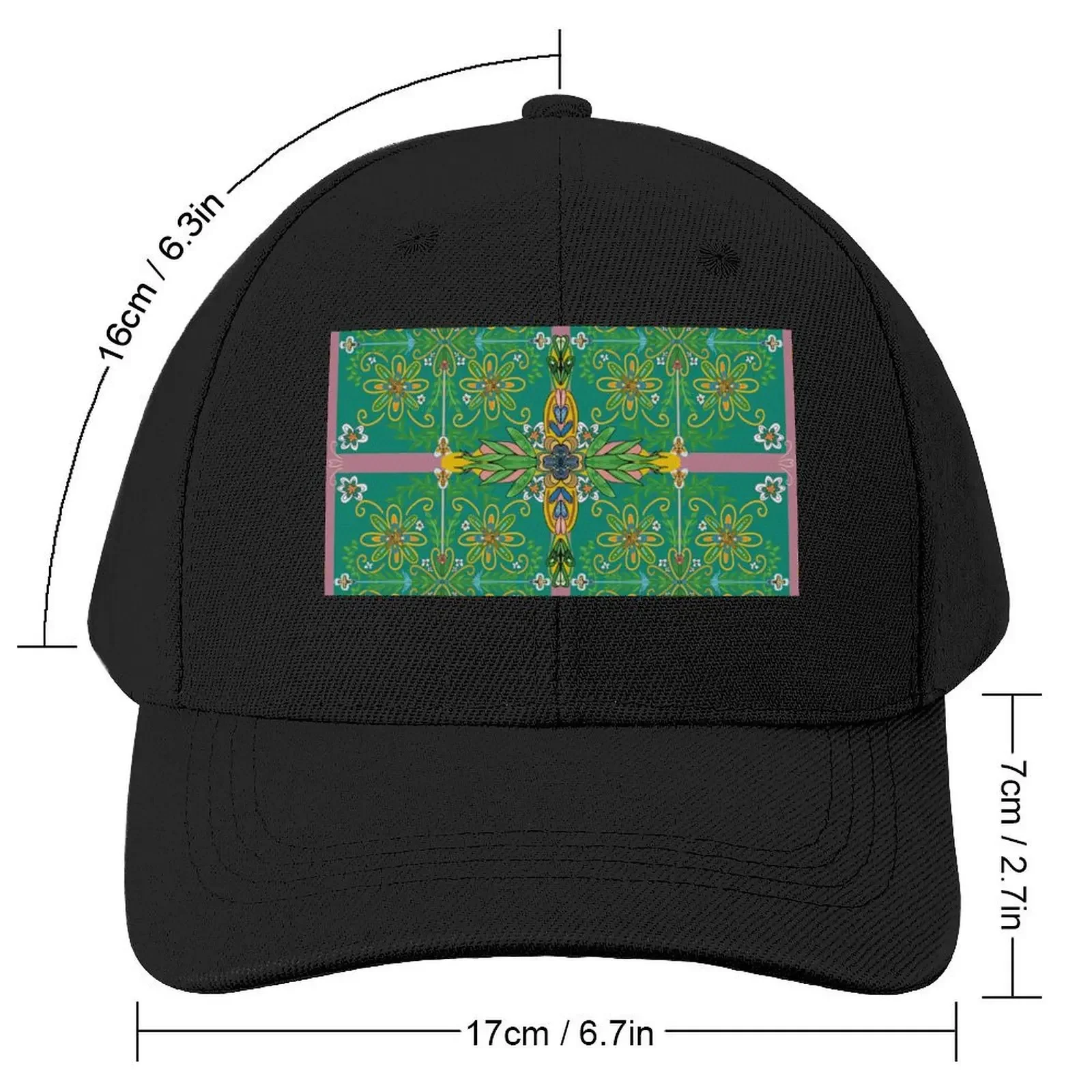 Botanical Printed Woodland Green Garden Symmetrical Flowers Baseball Cap Custom Cap tea Hat Women's Men's