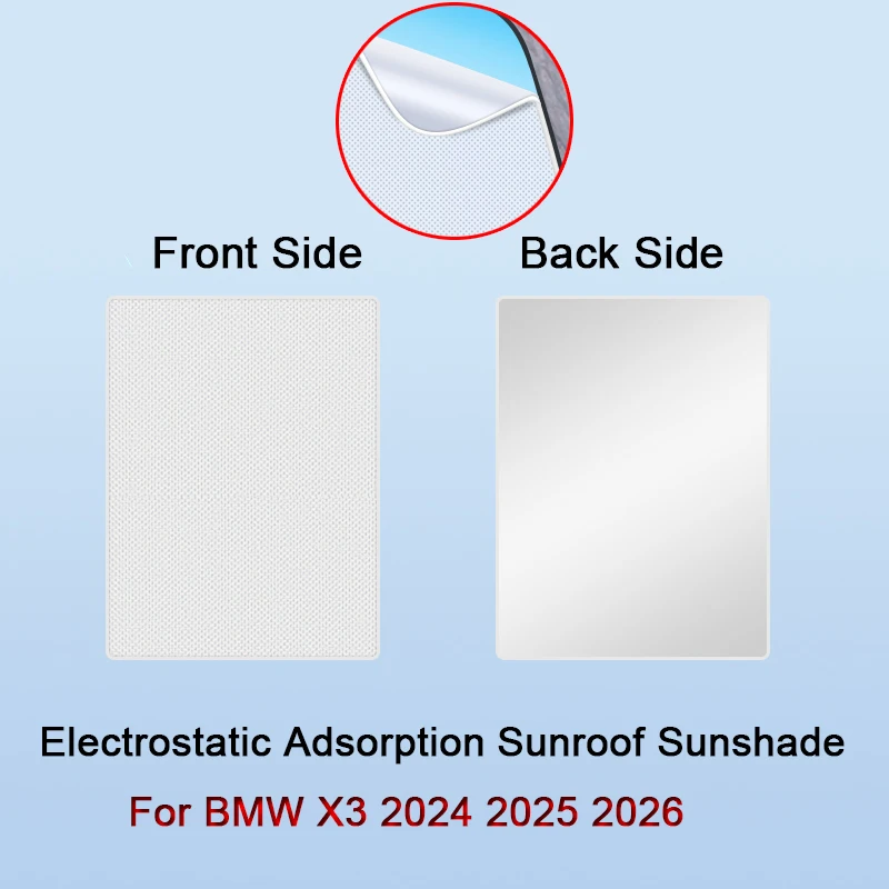

For BMW X3 2024 2025 2026 Electrostatic Adsorption Car Roof Sunshade Skylight Blind Shading Windshield Sunroof Cover Accessory