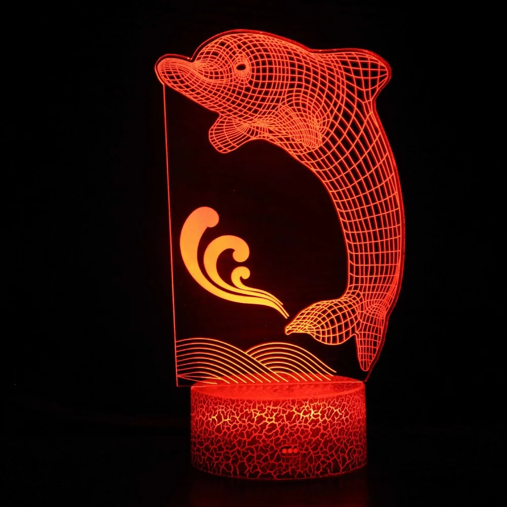 

Dolphin 3D Illusion Lamp LED Room Table Decor 7 Color Changing Sea Animals Night Light Birthday Gift for Child Baby Girls Boys