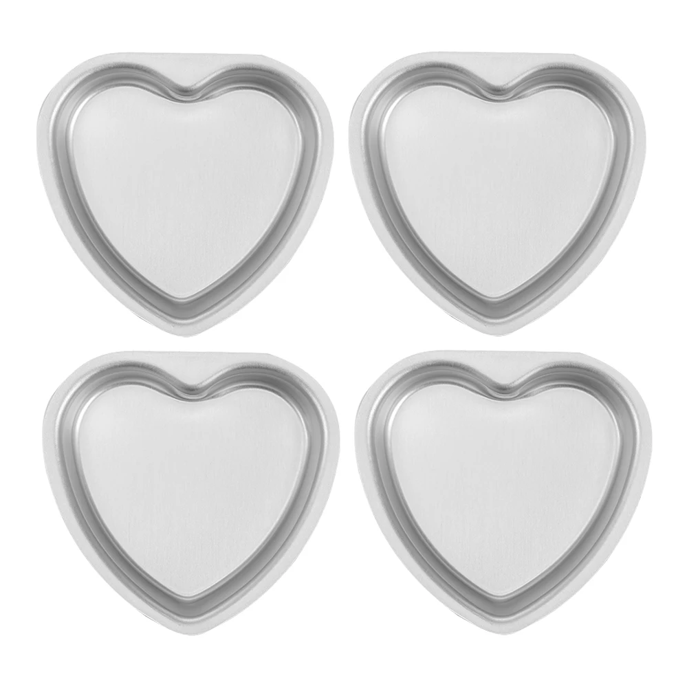 

4Pcs 4 Inch Heart Shaped Cake Pan Aluminum Non-Stick Molds for Valentine's Day Weddings Birthday Parties Egg Tart Molds