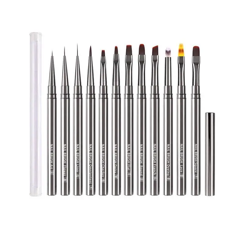 Professional Nail Art Brush Set With Multiple Special Tips Sturdy Metal Handles For Home DIY Nail Design Salon Use