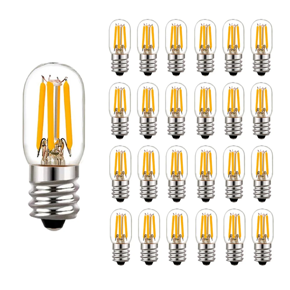 T20 2W Dimmbare Edison LED-Glühbirnen E12 E14 Röhrenförmige LED-Filament-Glühbirnen Klarglas 2200K Kühlschrank-Hängelampen Mini-Nachtlampen