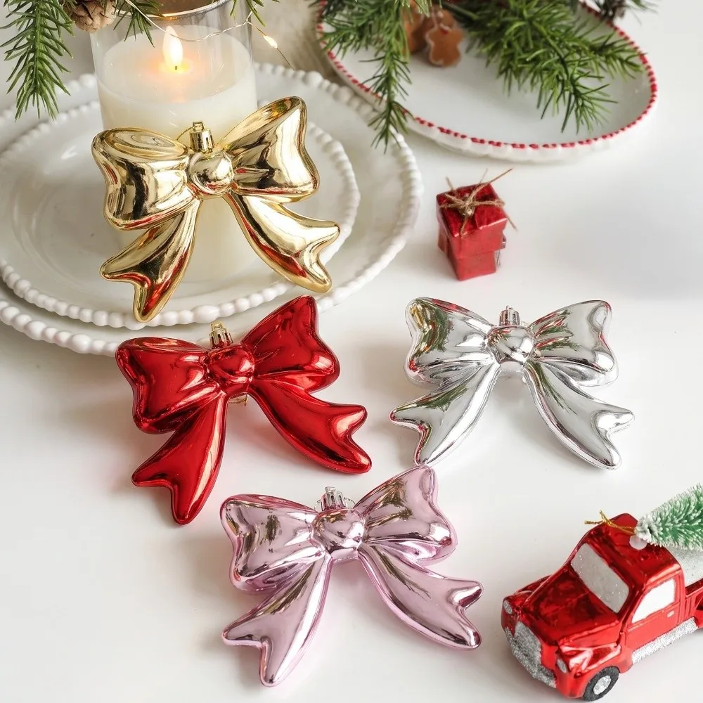 Colorful Design Christmas Tree Bow Decor Plastic Electroplated Color Bowknot Pendant Ornament Bowknot Home Decor Christmas