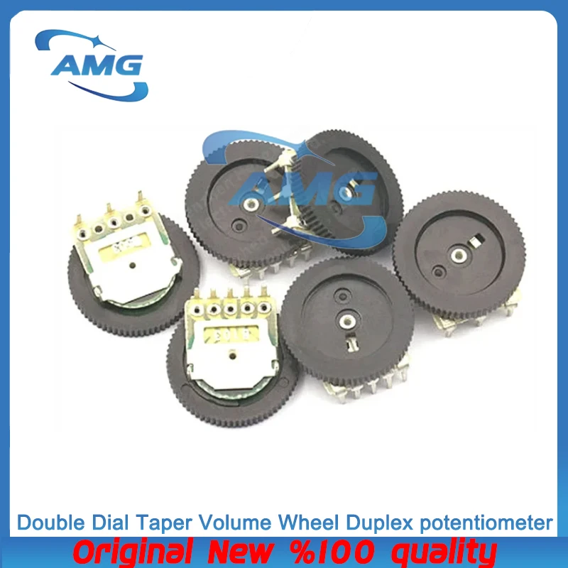 

10pcs Double Dial Taper Volume Wheel Duplex potentiometer B102 B103 B203 B503 B104 1K 2K 5K 10K 20K 50K 100K 3Pin 5Pin 16*2mm