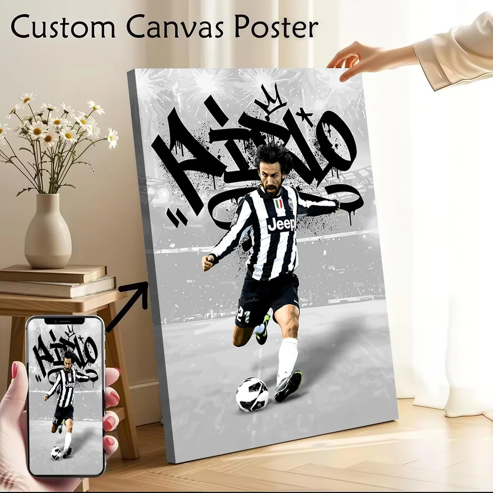 Andrea Pirlo Printed Canvas Poster Custom Pictures Wall Art Canvas Painting for Home Decorations Room Decoration Gaming Arts