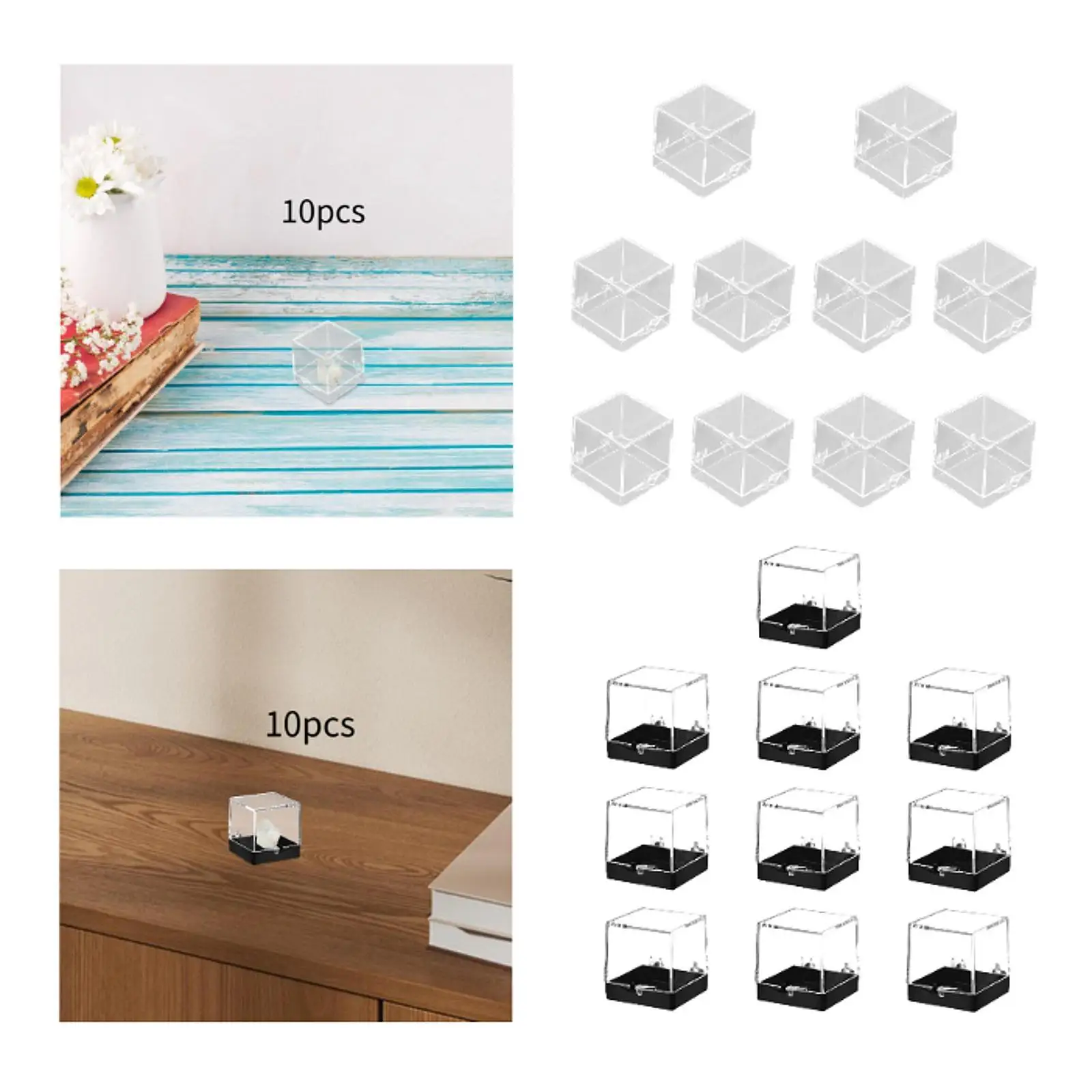 10Pcs Mineral Display Boxes Display Cases Multipurpose Dustproof with Lid Protection Sample Containers for Tiny Jewelry Rock