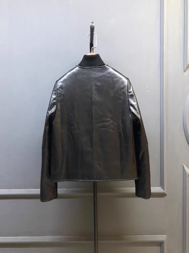 Neue Chinesische Stil Weiblichen Echten Leder Jacke Oansatz Stickerei Tasten Echt Schaffell Frühling Herbst Lose Fit Oberbekleidung Mantel