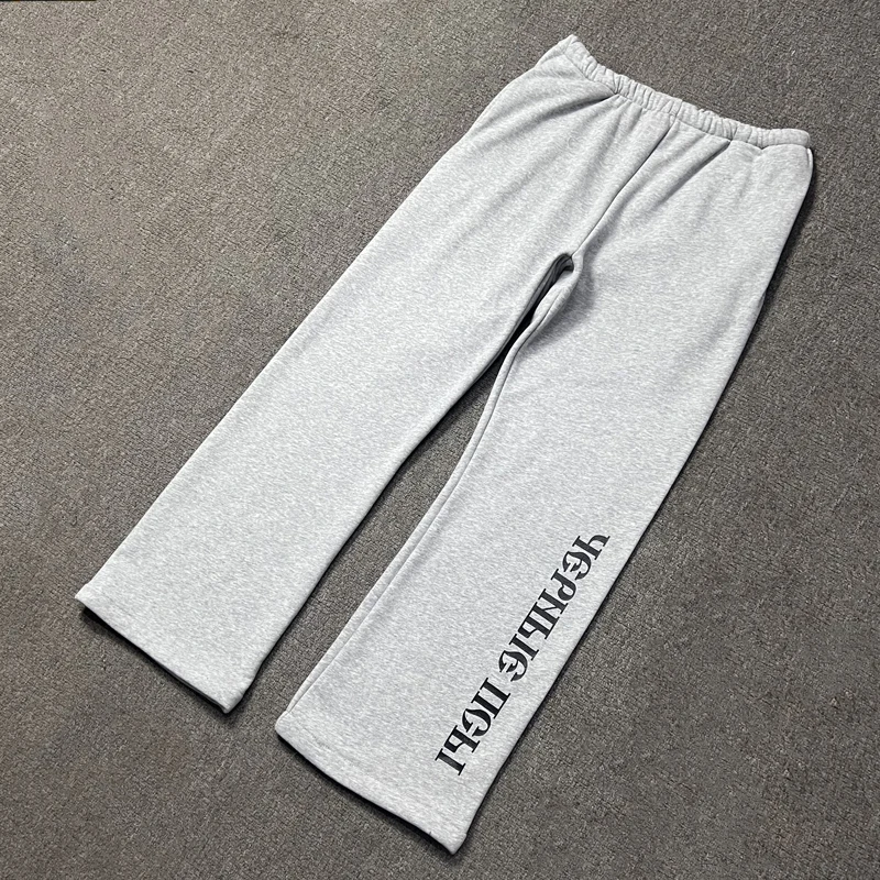 2024 Fall Winter New KANYE WEST Sweatpants Russian Language Print High Street Fleece Casual Kanye West Trousers Men Women