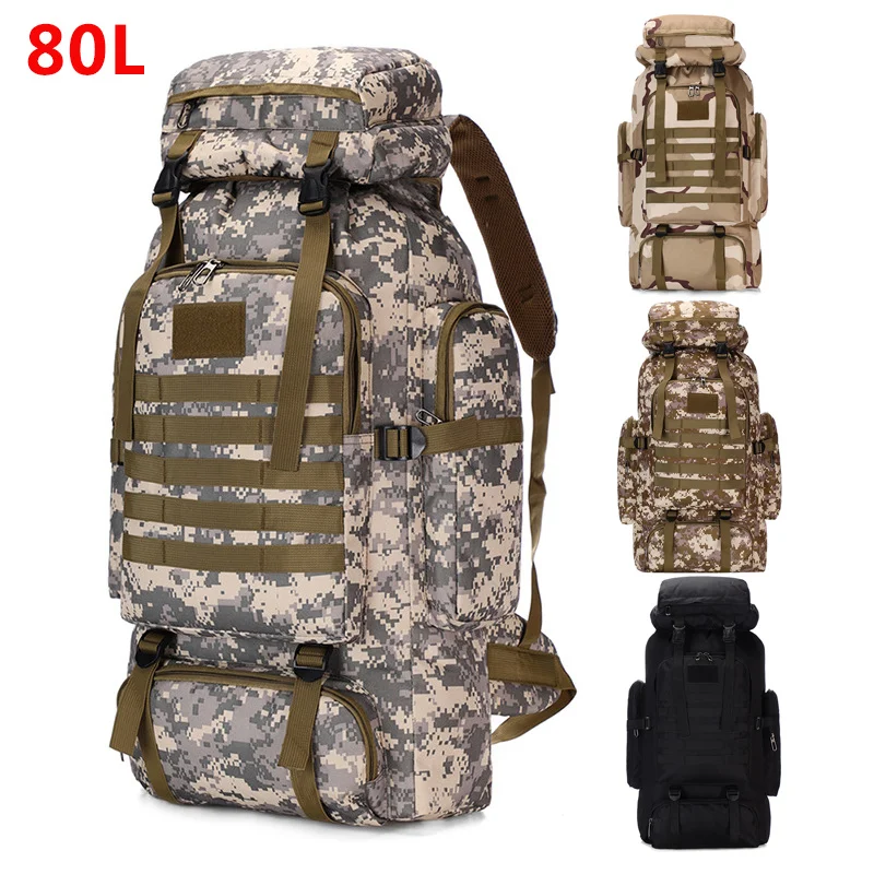 

80L Outdoor Sport Tactical Backpack Large Capacity Oxford Fabric Waterproof Men Camping Hiking Hunting Bag Traveling