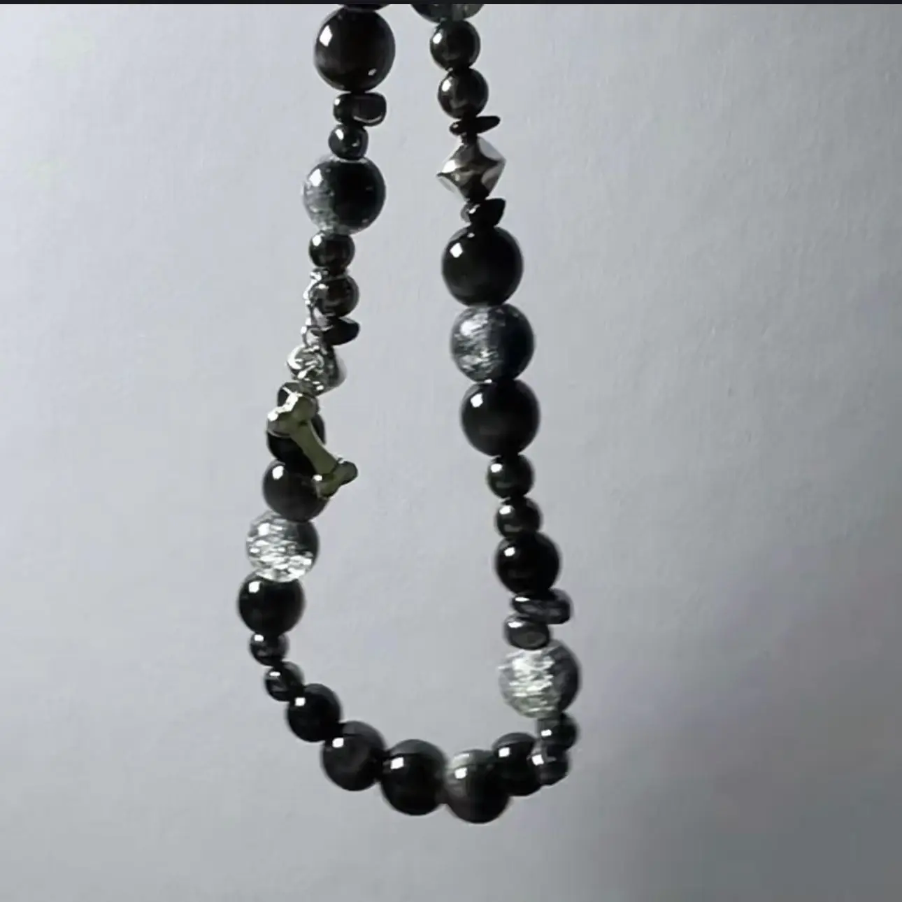 Sznurek do telefonu komórkowego dla mężczyzn, czarny, do iP 15 Samsung, DIY, personalizowany, z koralikami, ręcznie robione akcesoria, brelok, zawieszka, etui