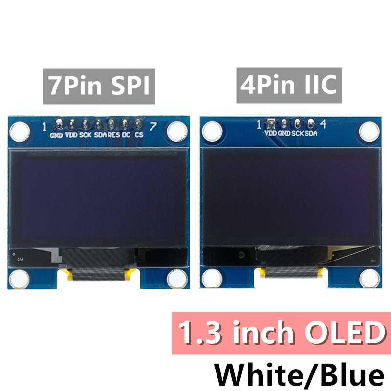 1.3 inci modul OLED SPI/IIC I2C berkomunikasi putih/warna biru 128X64 modul layar LCD LED 1.3 "OLED