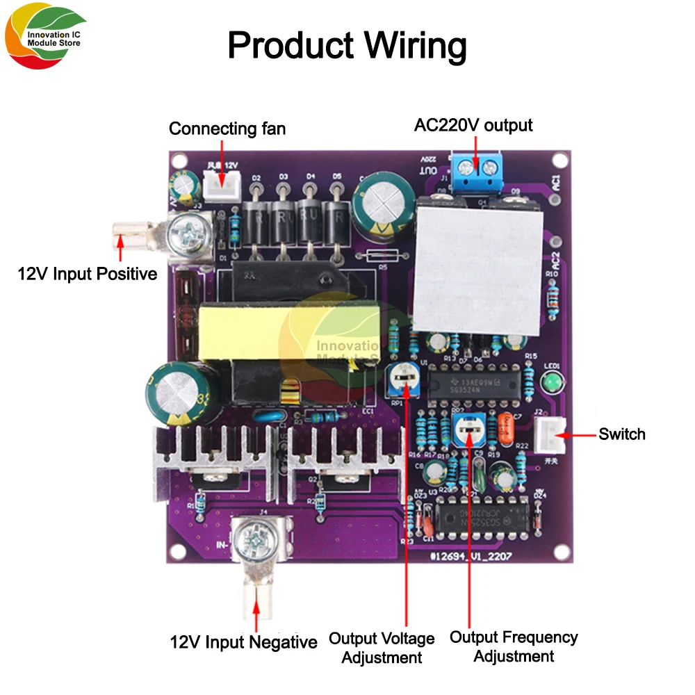 Power Inverter 12v 50HZ to AC220v Low Frequency Inverter Transformer Variable Frequency Transformer Drive Circuit Board