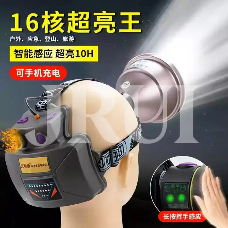 9-Core Super Bright Headlamp Rechargeable High Power Head Mounted Flashlight with Long Battery Life