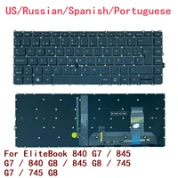 Nuevo teclado retroiluminado para ordenador portátil, ruso, español, portugués, para HP EliteBook 840 G7/845 G7/840 G8/845 G8/745 G7/745 G8