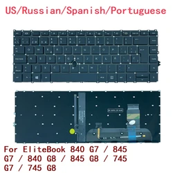 New US Russian Spanish Portuguese Laptop Backlit Keyboard For HP EliteBook 840 G7 / 845 G7 / 840 G8 / 845 G8 / 745 G7 / 745 G8