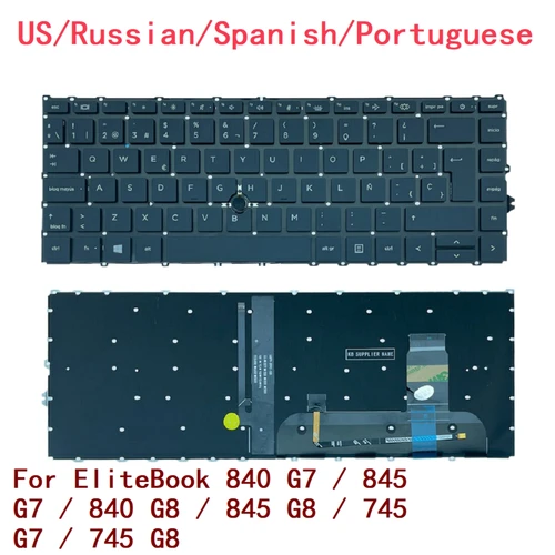 Nuevo teclado retroiluminado para ordenador portátil, ruso, español, portugués, para HP EliteBook 840 G7/845 G7/840 G8/845 G8/745 G7/745 G8