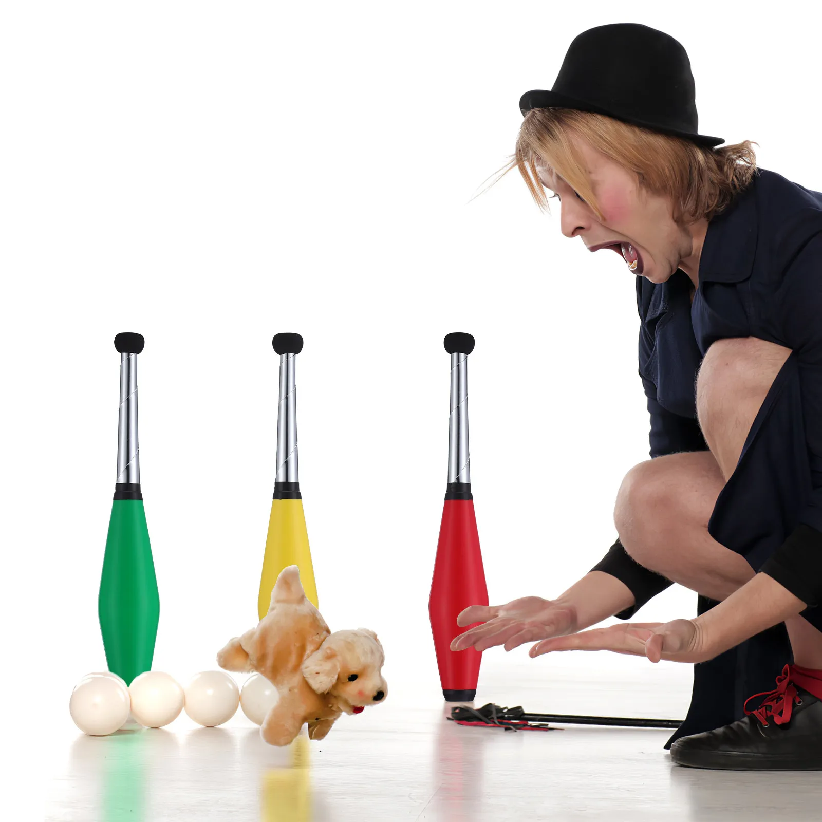 

3Pcs Juggling Clubs Adult Beginner Friendly Universal Size Pe Eva Material Circus Performance Stage Juggling Accessory Set