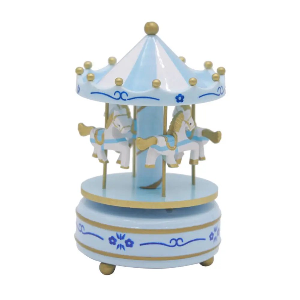 Mechanical Wind Up Carousel Music Box Creative Birthday Cake Decoration Vintage Style Wooden Ornament Xmas Party Home Decor Gift