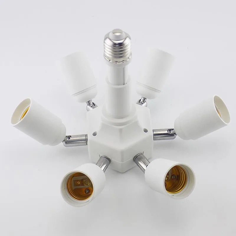 1 E27 to 6 E27 lamp base Splitter 6 in 1 Converter Adjustable Socket Holder Socket for indoor home room led Lamp Bulb grow light