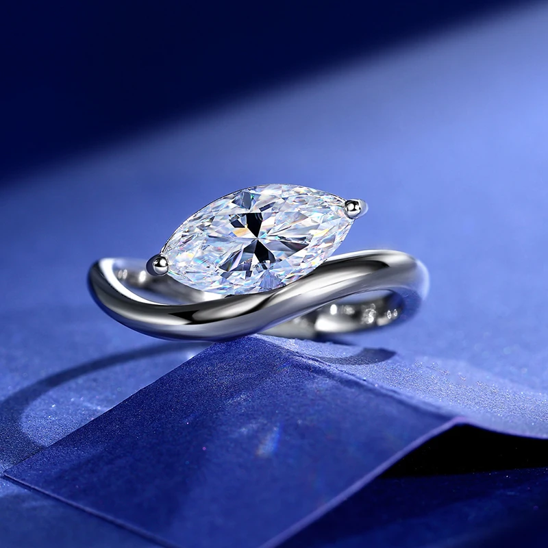 

2CT Certified 14K Plated Moissanite Solitaire Ring For Women Wedding Lab Diamond Band Pure 925 Silver 100% Shani Abergel Jewelry