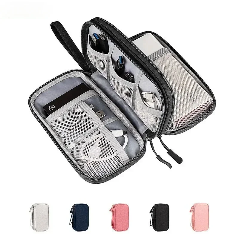 Dual Layer Travel Organiser Bag Double Zip Computer Accessory Cable USB Hard Drive Miscellaneous Organising Packing Bag