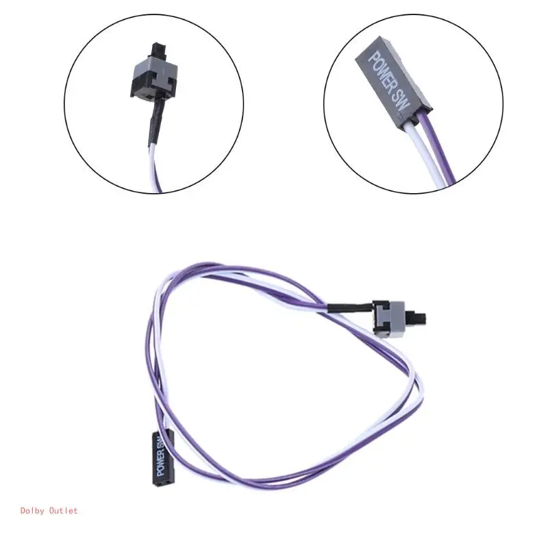 1 Pack 2 Pin SW PC Power Cable on/Off Push Button Computer Wire 0.48m