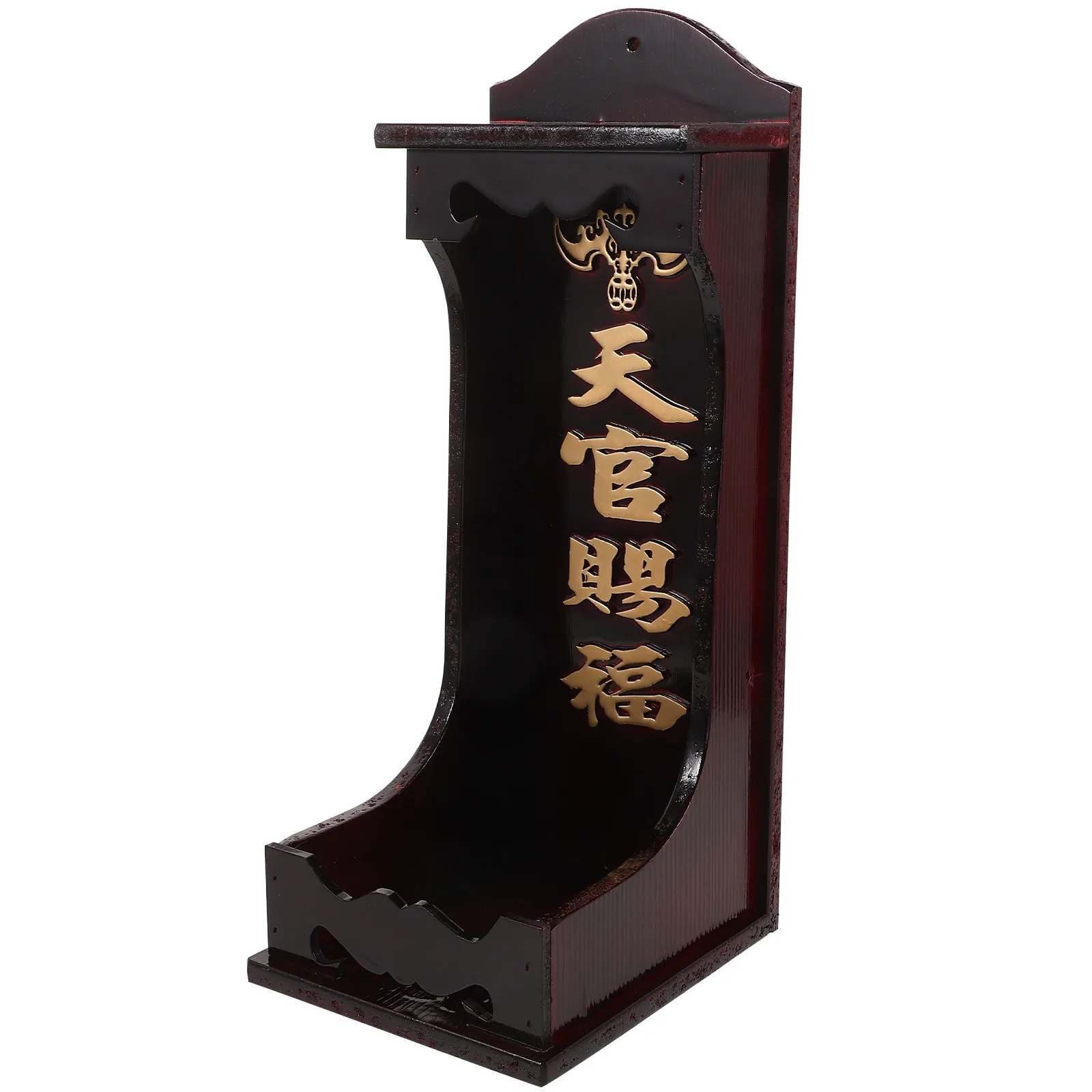 Wooden Plate Chinese Style Auspicious Decor Prosperity Plaque Temple Buddha Holder Tabletop Buddha Stand Indoor Religious