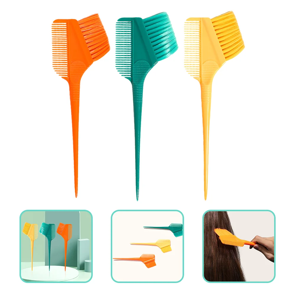 

3 Pcs Baked Oil Brush Hair Dye Coloring Salon Supplies Flexible Bristles Pointed Tail Tint Professional Tool For Men Women ABS
