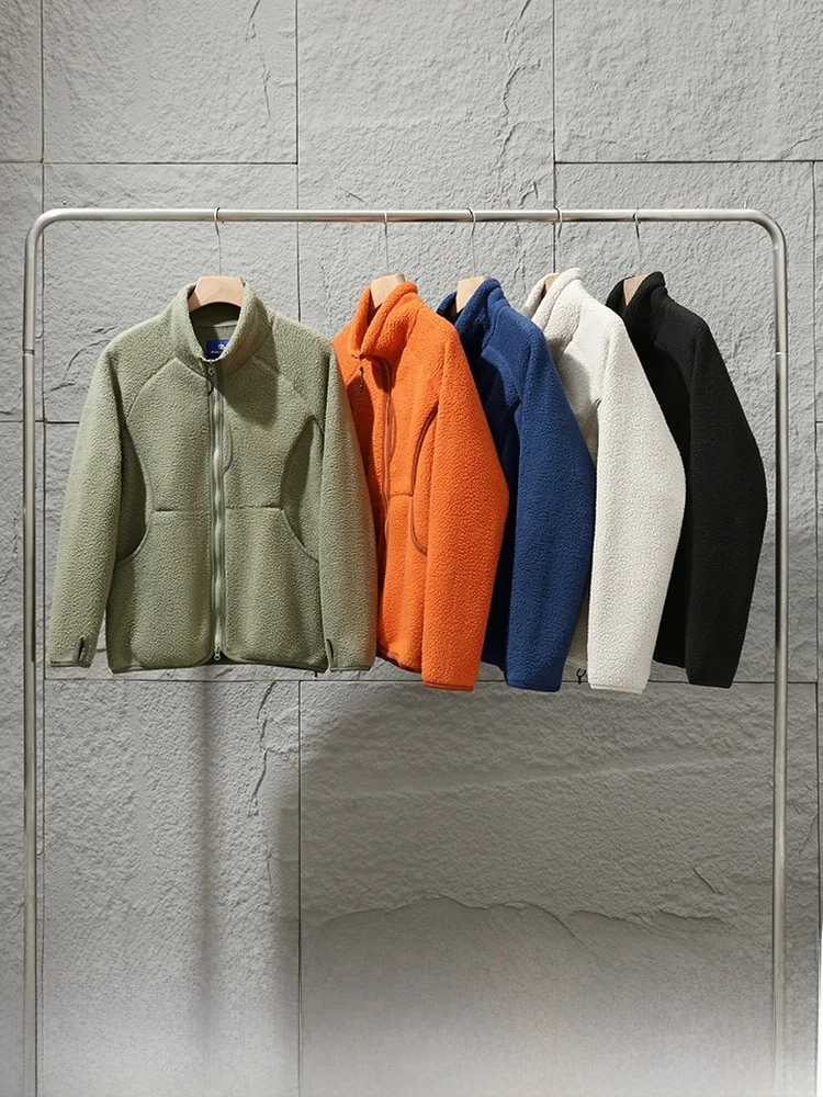 

Thiened Fce Jaet для мужчин, уличный ветрозащитный теплый молодежный костюм-стойка, длинная застежка-молния, воротник-стойка, повседневный Sle