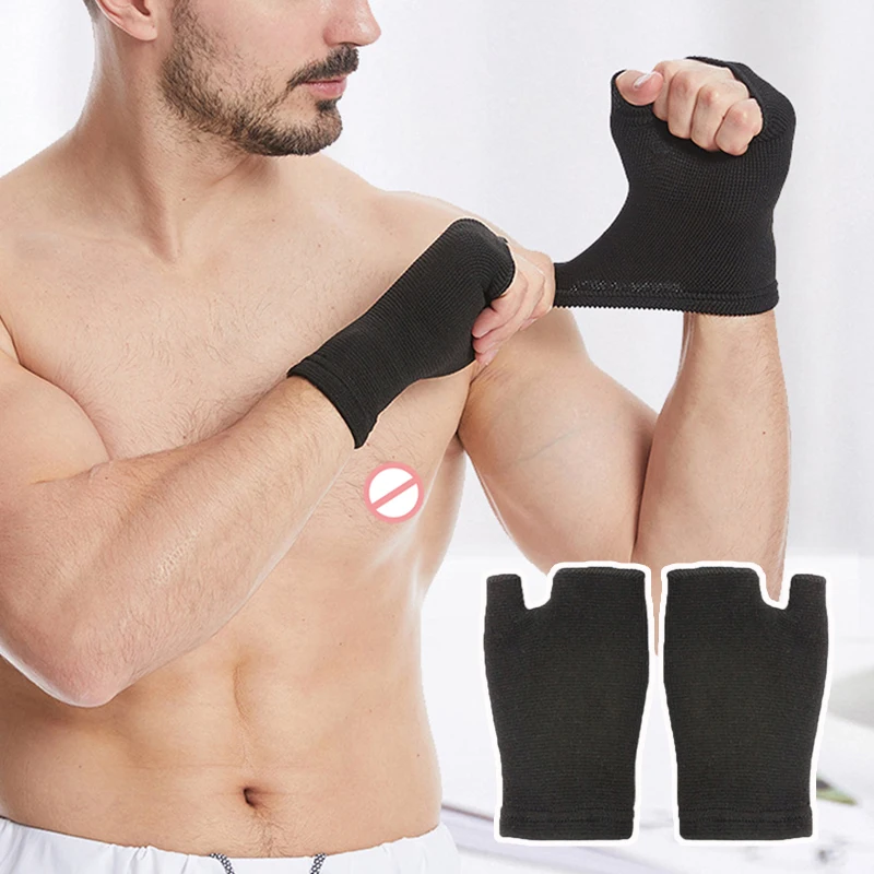 Hand Wrist Brace Sleeve For Men 1Pair Wrist Guard Elastic Palm Support Gloves Ultrathin Sweat-absorbing Wear-resistant Gloves