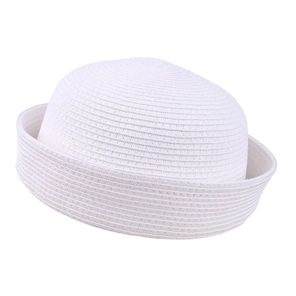 New Solid Women's Straw Pillbox Hat Round Shape Structured Crown Brimless Cap Vintage Style Painter Hat Daily Wear