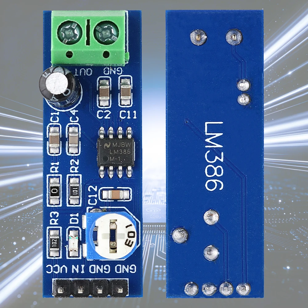 LM386 Audio Power Amplifier Module 200 Times Gain Amplifier Board Mono Power Amplifier Input 5V-12V
