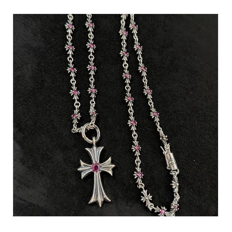 

Retro Old Diamond-encrusted Cross Pendant Necklace, The Same Style for Men and Women, Trendy Light Luxury High-end Pendant Neckl