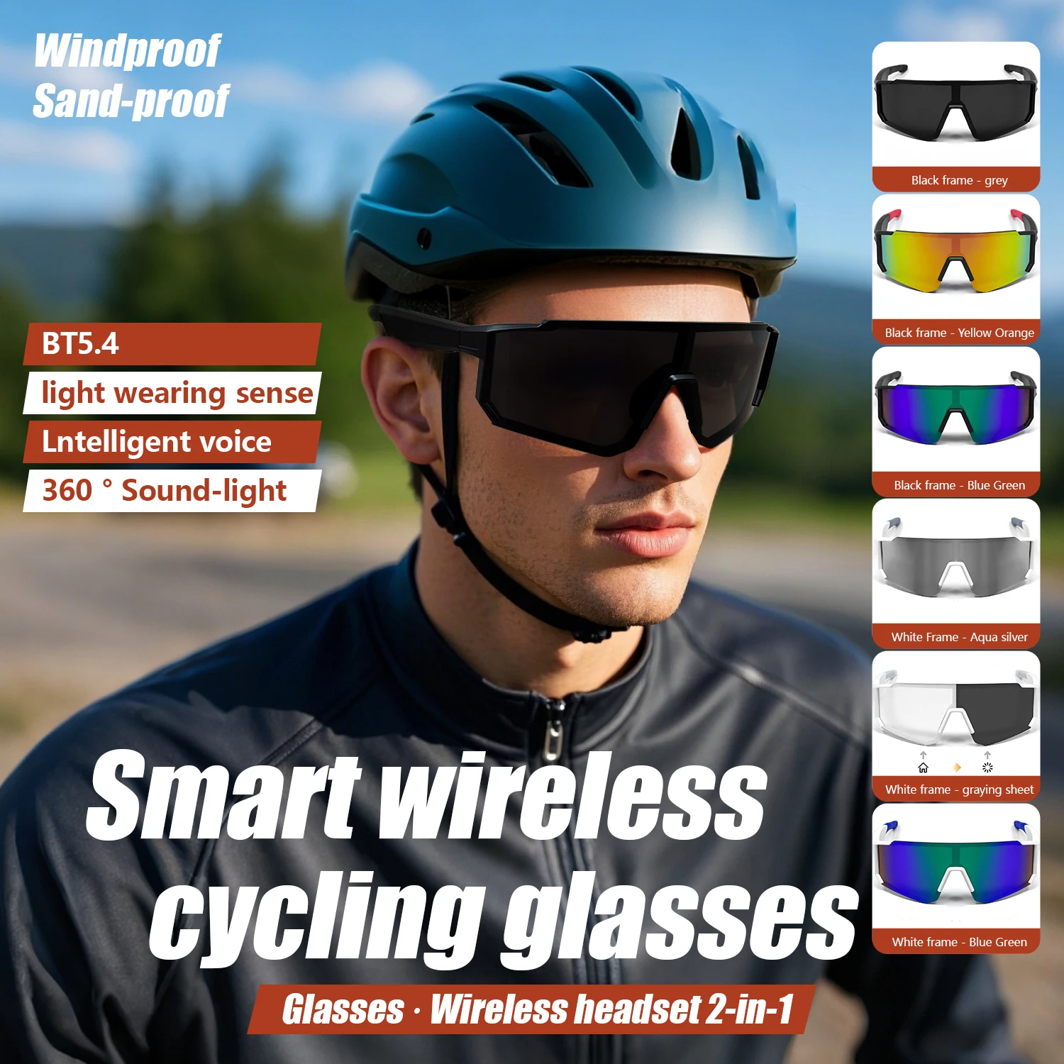 Smart Glasses for Cycling And Running with Dual-Touch Audio Playback Hands-Free Calling Built-in Microphone